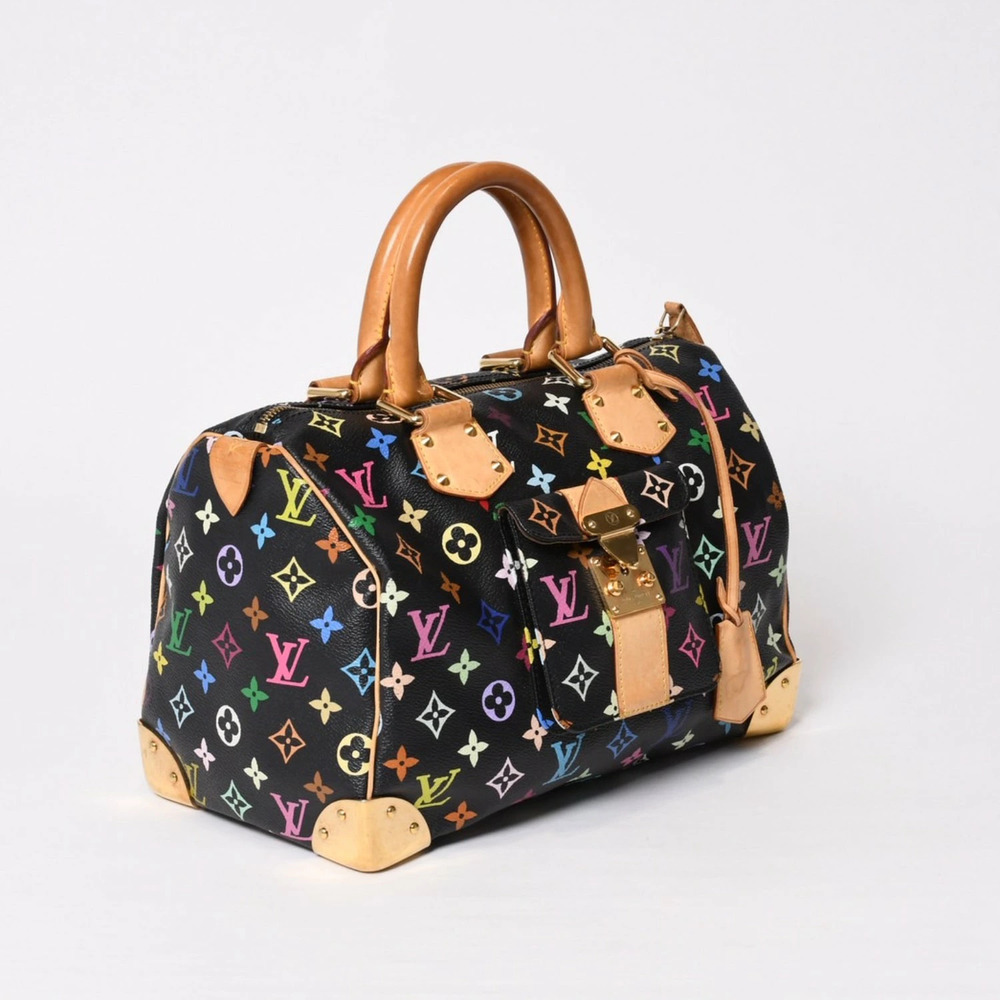 Louis Vuitton Monogram Takashi Black Handbag Multicolor Murakami Speedy Black